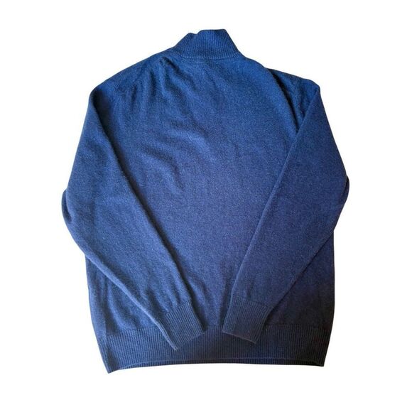 Daniel Bishop CASHMERE Sweater large Navy Blue Mock Neck 1/4 Zip - Picture 2 of 7